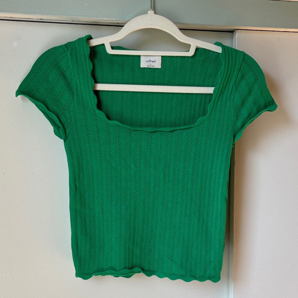 Wilfred Emerald Green Square Neck Crop Top